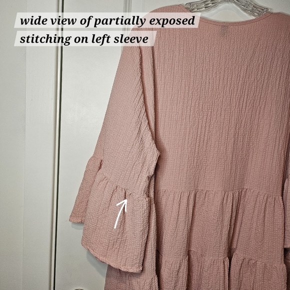 BloomChic Powder Pink Babydoll Tiered V-Neck Ruffle Peplum Above Knee Dress 16 - Picture 7 of 12